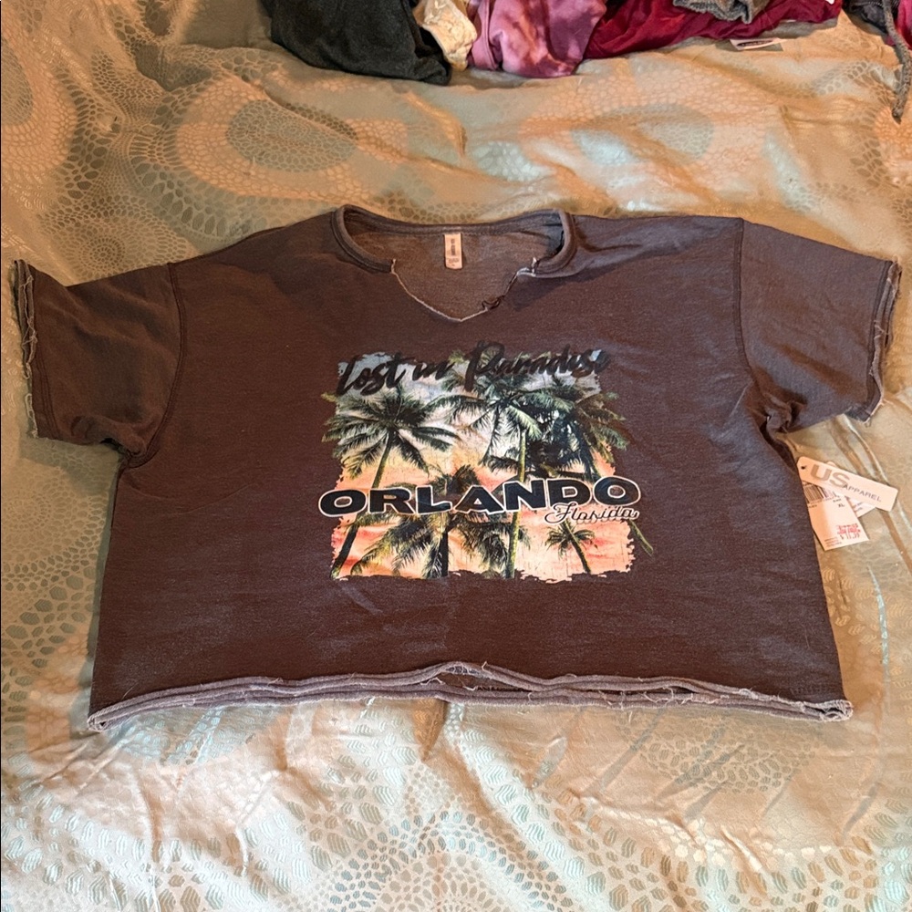 Grey Orlando Graphic Crop Top